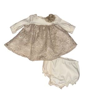 Laura Ashley Lace Dress with Bloomers Beige Size 3 Months